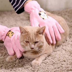China Pink Professional Pet Grooming Gloves Bath Cleaning Glove For Cat / Dog factory