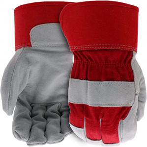 China Gray Red Hand Leather Gloves Work Safety High Abrasion Resistant Gloves S - XXL factory