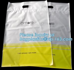 China Custom printed die cut handle plastic bags manufacturer 12 x 15 inch light green promotional recycle grocery shopping ba factory