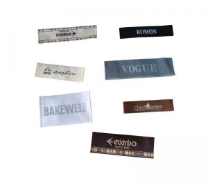 China Bespoke End Fold Woven Label T Shirt Labels Taffeta Woven Fabric Clothing Brand Tag factory