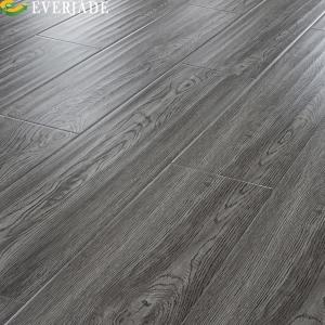 China Eco-Friendly V Groove Laminate Flooring with V Groove Edge Style in Black Grey Wood on sale
