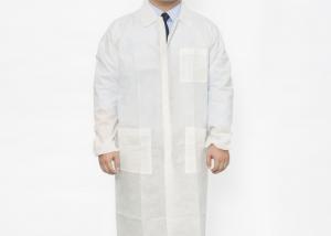 China White Elastic Cuff Disposable Lab Coats Unisex Customized Style For Laboratory factory