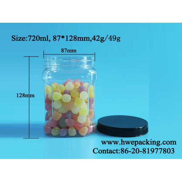Stackable Mason PET Square Clear Plastic Grip Jars With Round Lids Cookie Food Packing
