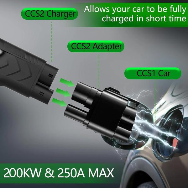 CCS2 To CCS1 Adapter DC fast EV Charging station combo 2 to combo 1 Adapter Electric Vehicle Charger Connector