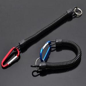 China Popular pliers holder black spiral coiled lanyard with split ring&custom color carabiner factory