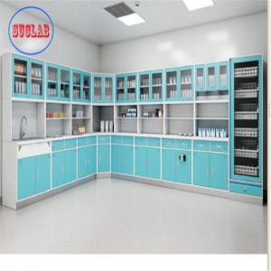 China Hospital Clinic Furniture Wall Mounted Disposal Cabinet Stainless Steel Handle 110 Degree Hinge White factory