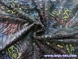 China sell gold print burnout 3D polyester micro velvet fabric for apparel fabric