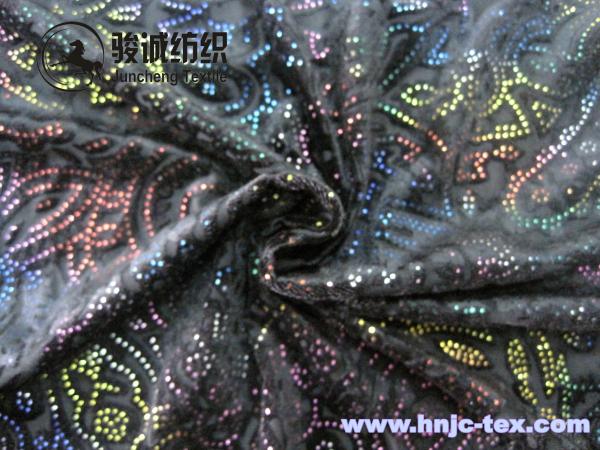 China China sell gold print burnout 3D polyester micro velvet fabric for apparel fabric factory