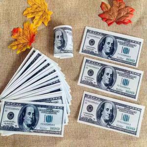 China PRE CUT Dollar Bill Money Theme Wafer Paper Cupcake Toppers Smooth Taste factory