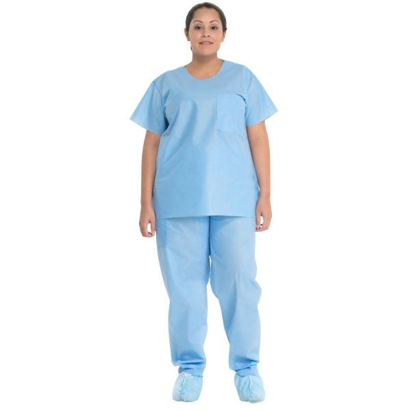 China EO Sterilized Anti - Static Disposable Scrub Suits Isolation 30-60 Gsm factory