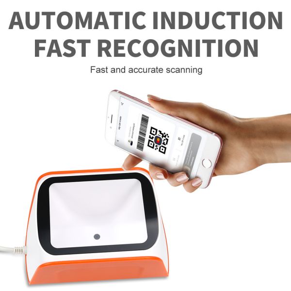 Tabletop 2D Barcode Scanner USB Automatic Hands-Free QR Code Reader (High Speed)