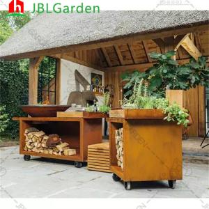 China 1330*500*1000mm Steel BBQ Grill With Table Wood Charcoal BBQ Grill Weather Proof factory