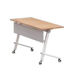 China Movable Foldable Training Table Water Resistant Wood Grain Color With Shelf on sale