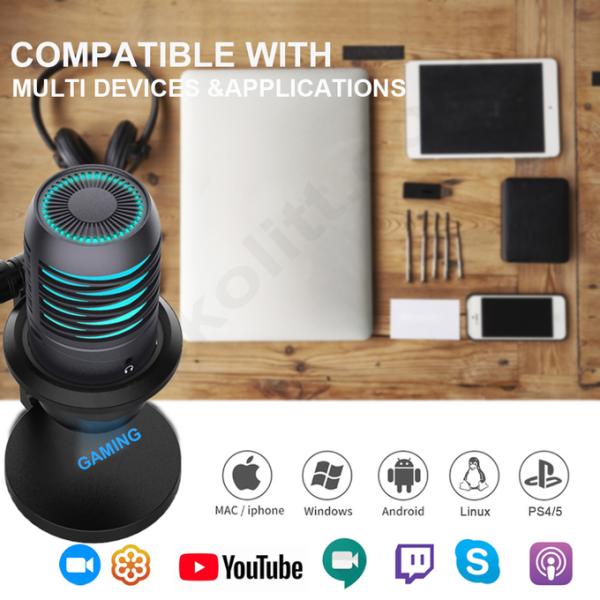 Coolest Gaming Microphone PC Mic with 3.5mm Jack/Mute Button for Live Streaming