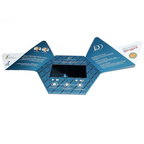 Custom Hexagon Video In Folder Brochure , Video Invitation Card Rechargeable