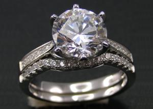 China 1PCS Round Brilliant Cut Diamond Ring 1.25CT , 18k White Gold Ring Set For Women on sale