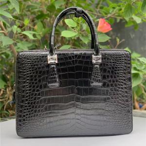 China Genuine Crocodile Belly Skin Businessmen ZIP Briefcase Exotic Real True Alligator Leather Male Large Laptop Handbag factory