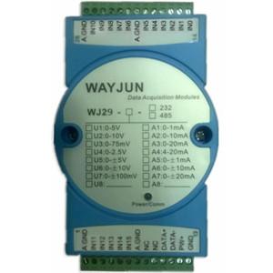 WAYJUN 16-CH Analog Signal to RS485/232 Modbus Converters DIN35 blue signal acquisition CE approved