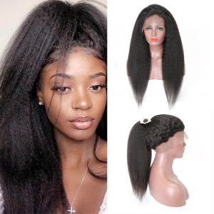 China Pre-Plucked 360 Yaki Kinky Straight Frontal Lace Wigs and full lace wigs for Black Women factory