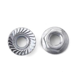 China Din6923 Hexagon Flange Nut With Flange Washer Press Riveted Zinc Silver on sale