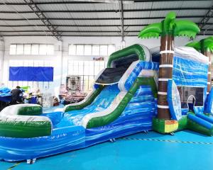 China Palm Tree Jumping Inflatable Bouncer Slide For Backyard on sale