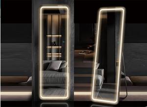 China Smart Speaker Bathroom Hotel Full Shower Led Lighted Mirror Wall Hanging Rectangle on sale