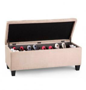 China wholesale with new style shoe box storage , solid wood bench and   linen fabric on sale