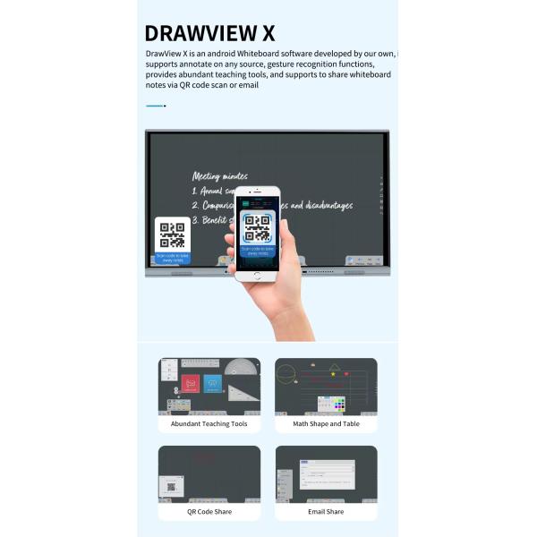Interactive Whiteboard Flat Panel Smart Touch Monitors TV 4K Ultra HD Screen with All-in-one PC for Business & Teaching