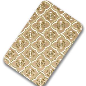 China Gold Color Finish Stainless Steel Sheet 3D Laser Decor Pattern factory