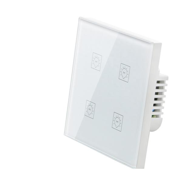 Glomarket 4 Gang Wireless Tuya Smart Home Zigbee No Neutral Glass Touch Panel Light Wall Smart Dimmer Switch