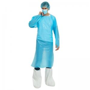 China Waterproof Disposable Thumb Loops Protective CPE PLASTIC Gown Hospital Medical Surgical Disposable CPE Gown factory