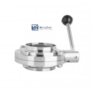 China Food Grade Sanitary Stainless Steel Butt-Weld Butterfly Valve with Welding Connection factory