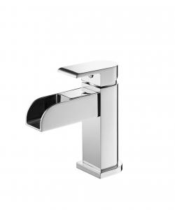 China Bathroom Sink Faucet Deck Mount Single Lever Waterfall Basin Mixer Tap LED， Single Hole, Chrome factory