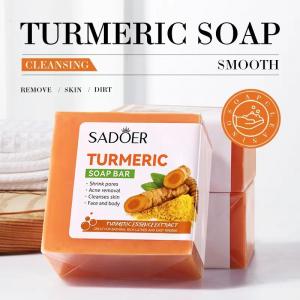 China Herbal Natural Turmeric Soap Bar For Face Body Wash Dark Spots Intimate Areas Underarms factory
