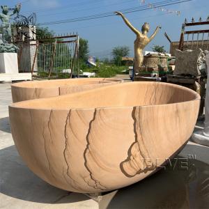 China Marble Wood Texture Bathtub Solid Surface Natural Stone Granite Free Standing Bath Tub Luxurious on sale