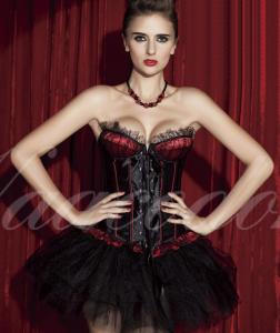 China Sexy dress up black and red corset with hot lace factory
