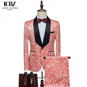 China Men's Autumn Printed Stage Dress Groom's Suit with Large Size and Breathable Fabric on sale