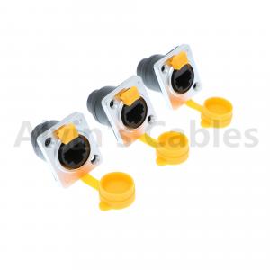 China Alvin's Cables RJ45 Waterproof Connector Sockets IP65 Ethernet Panel Mount RJ45 Connector 3 Pcs factory