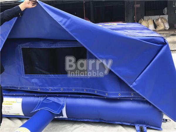 Deep Blue Free Fall Inflatable Stunt Air Bag / Inflatable Jumping Game