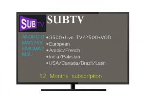 China IPTV UK Channels 1 Year SUBTV IPTV Subscription Brazil HD IPTV Server factory