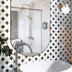 China Waterjet Flower Pattern Marble Stone Mosaic Bathroom Tiles For Home Decoration on sale