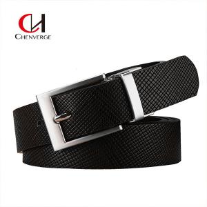 China Business Smooth Genuine Leather Belt With Metal Buckle Reversible factory