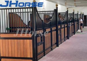 China OEM Carbonized Bamboo Black Powder Coated Mobile Horse Stables Stall Barn Door on sale