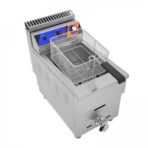 China Food Beverage Shops Stainless Steel Gas Deep Fryer with Oil Valve and Long Service Life on sale