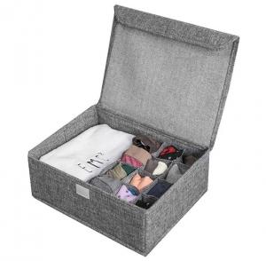China Washable Bra Foldable Linen Storage Boxes Cubes With Lids 200g on sale