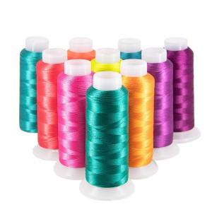 China 120d/2 Spun Polyester Viscose Rayon Embroidery Thread 100g Cone for Hand Embroidery factory