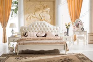 China Rococo furniture, solid wood double bed 8009 factory
