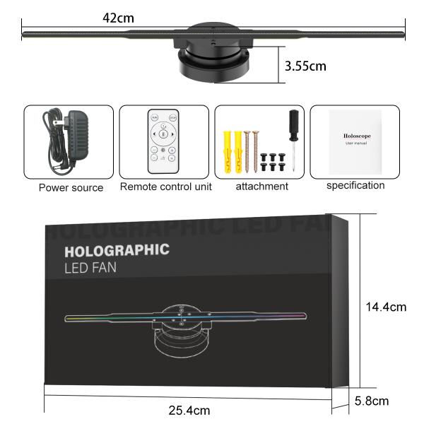 Holographic LED Advertising Display 8 Blades 3D Hologram Projector Fan with App Control