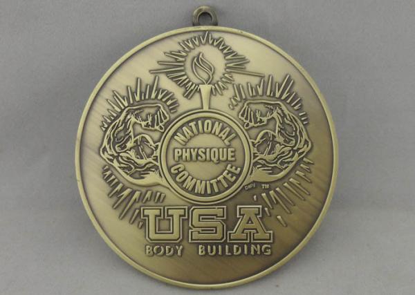 China USA Body Building Die Cast Medals with Ribbon / Cord  / Metal Chain factory