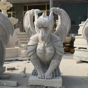 China Marble Dragon Sculpture Natural Stone Gargoyle Statues Handcarved Antique Western Style Outdoor Large on sale